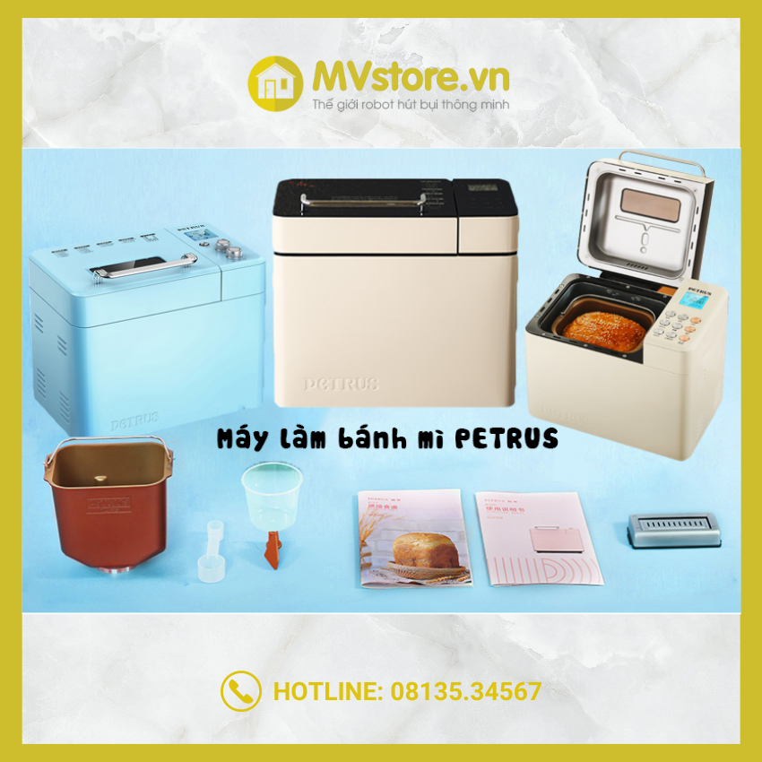 Máy làm bánh mỳ tự động thông minh 3 trong 1 petrus pe 8860, pe 9600 wh, pe 9709 hàng chính hãng - bảo hành 12 tháng