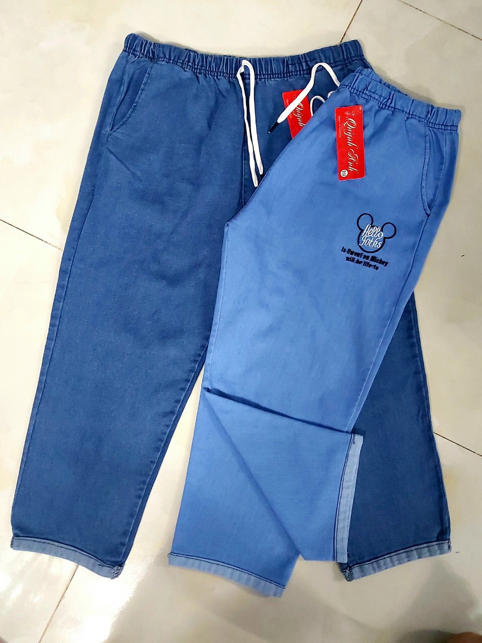 Quần Baggy Jean Nữ Kiểu Lỡ 9 Tấc Hàng Co Giãn Lưng Thun Ảnh Thật