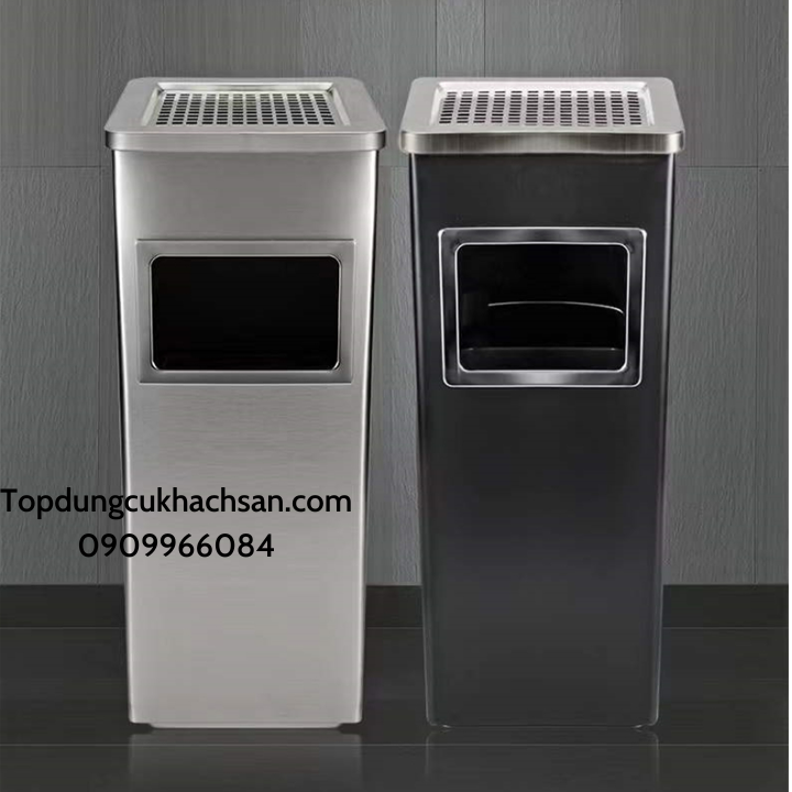 Thùng rác gạt tàn hình vuông Inox