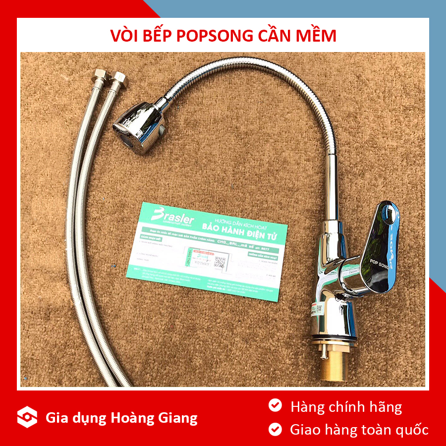 Vòi rửa bát nóng lạnh cần mềm popsong vr6002 - bảo hành 3 năm