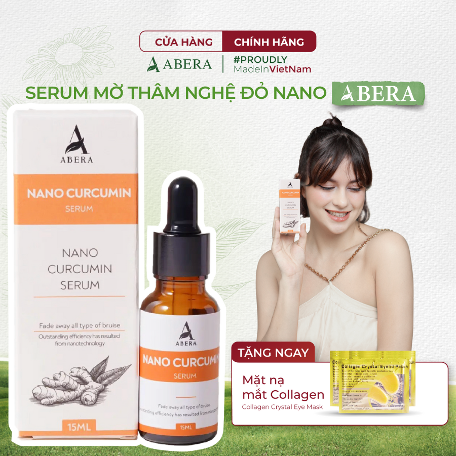 Serum Mờ Thâm Nghệ Đỏ Nano Abera 15 ML, Mờ Thâm Mụn, Thâm Quầng Mắt, Dưỡng Trắng Da, Thẩm Thấu Nhanh