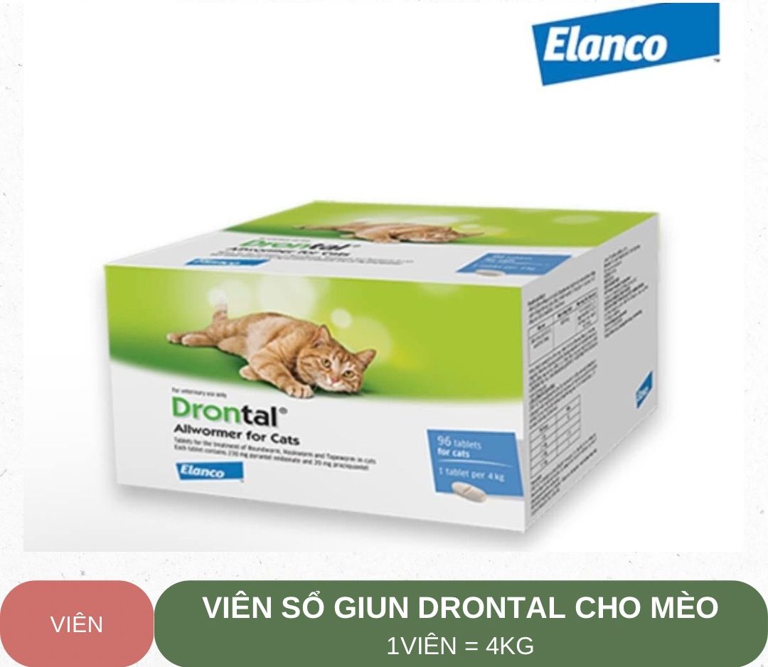 [VỈ 8 VIÊN KO HỘP] Xổ Giun Sán Drontal Cho Mèo (Hàng Chính Hãng Công Ty) - [Nông Trại Thú Cưng]