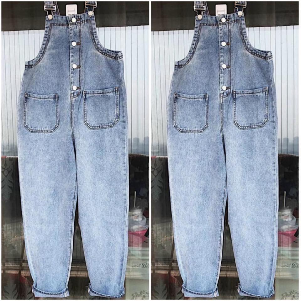Quần yếm jeans nữ trơn style hàn quốc đặc biệt mua 2 yếm tặng 1 áo phông freesize jyt456