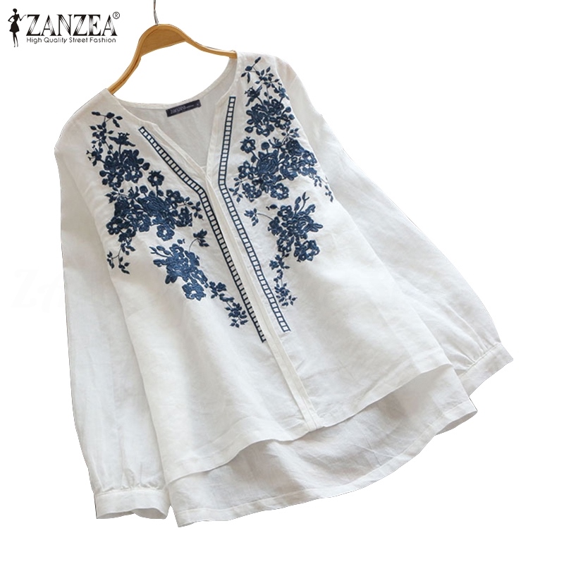 Hot ● zanzea áo kiểu nữ cổ chữ v thêu hoa xinh xắn