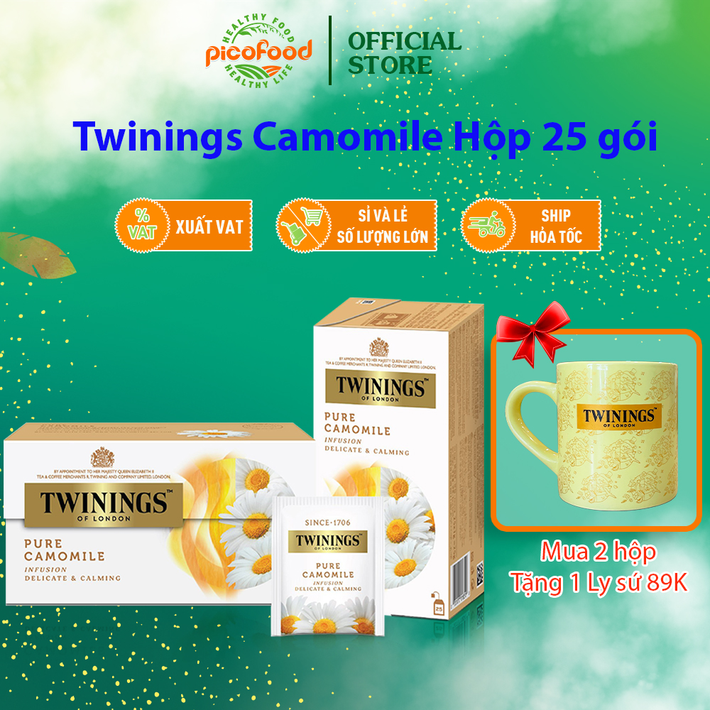 Trà Twinings Pure Camomile Hộp 25 Gói - Trà Twinings Thảo Mộc Hoa Cúc - Pico Food