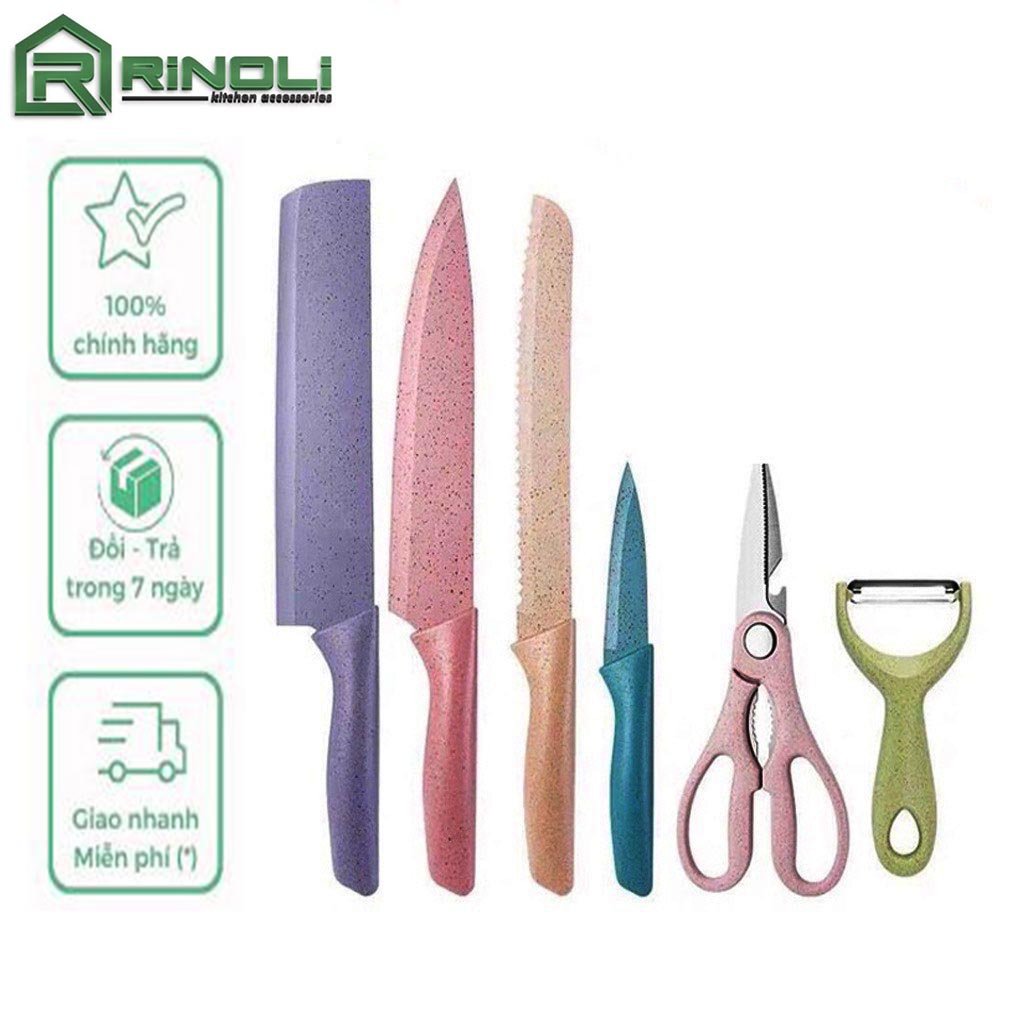 Bộ dao lúa mạch kháng khuẩn 6 món cao cấp - rinoli