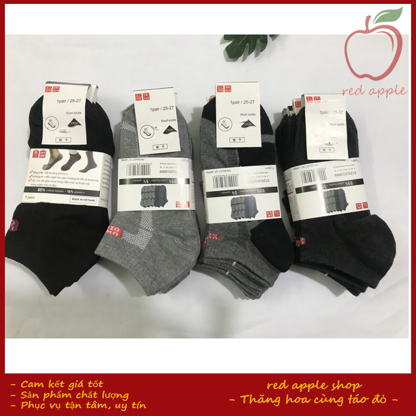 Set 5 đôi tất vớ nam cổ ngắn khử mùi kháng khuẩn - tất vớ nam nữ tất vớ thể thao tất vớ khử mùi tất vớ kháng khuẩn - red apple shop