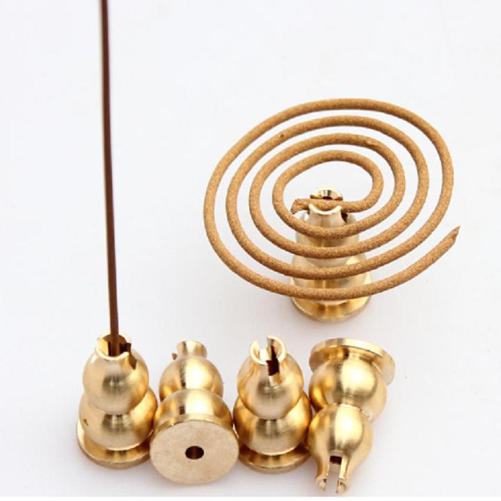 Combo 10 Trụ đồng cài hương vòng, thắp hương, để lư xông trầm đồ thờ cúng phong thủy Diệu Tâm