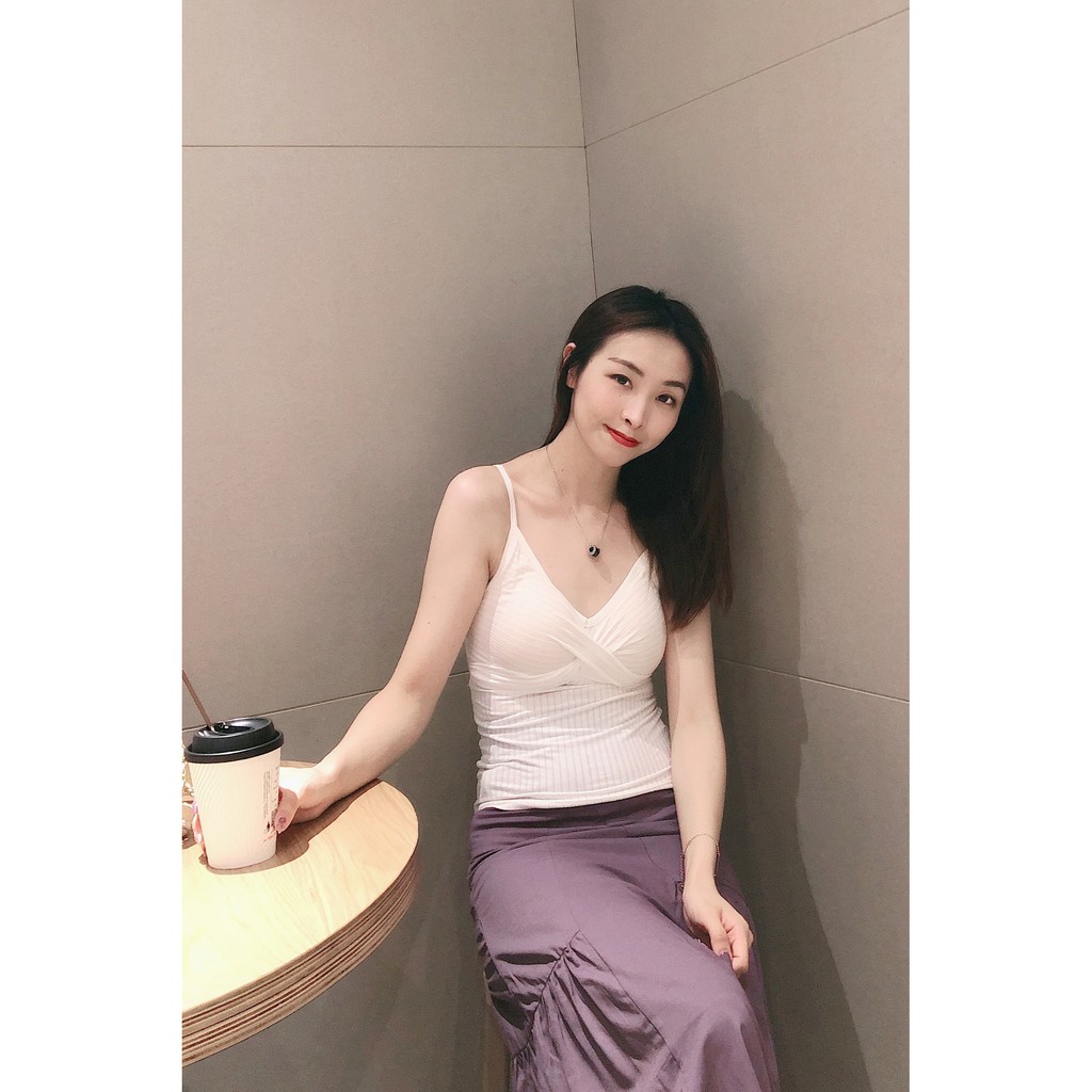 Áo 2 dây dáng dài đệm ngực sẵn thiết kế đan chéo ngực