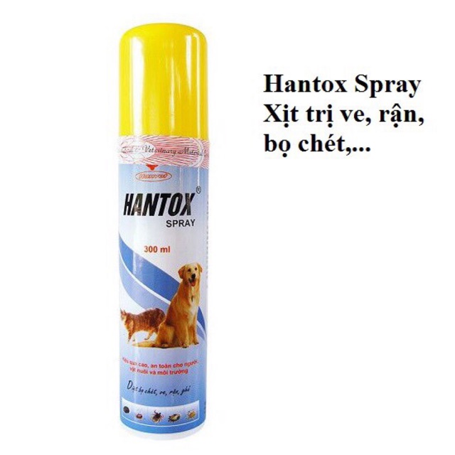 Chai xịt diệt ve rận, bọ chét cho chó mèo Hantox Spray 300ml