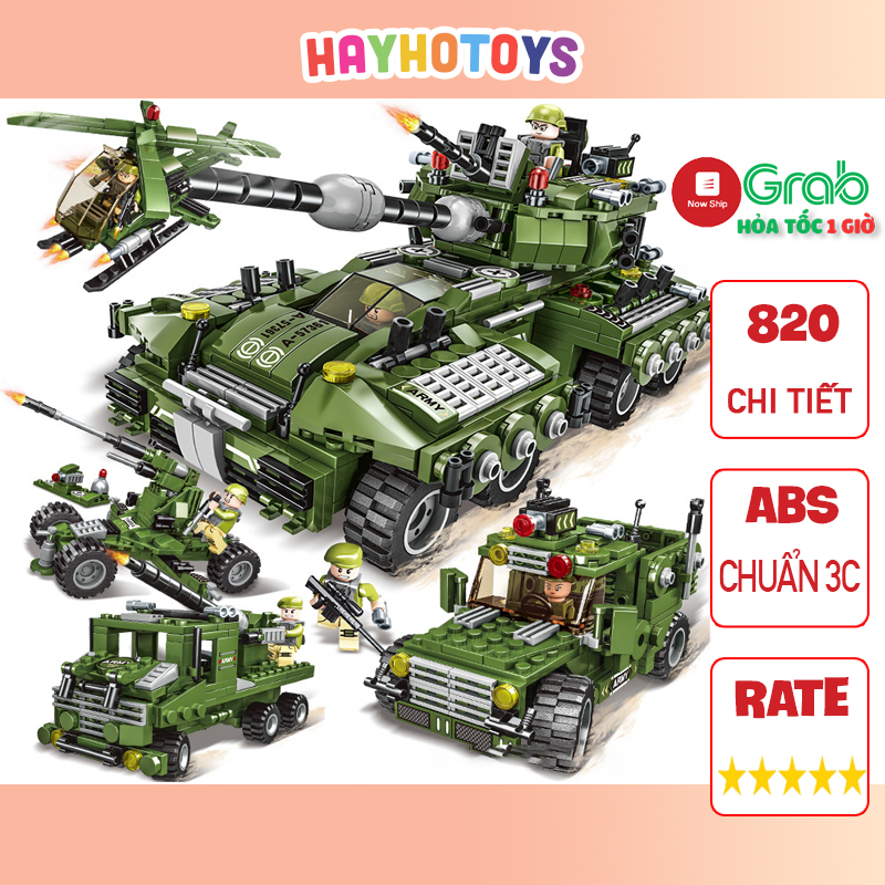 [820 Chi Tiết] Đồ Chơi Lắp Ráp, Đồ Chơi Lego Xe Tăng, Lego Xe Quân Đội, Lego Xe Hỏa Tiễn, Lego Trực Thăng, Lego Ô Tô Quân Sự, Mô Hình Lắp Ghép Cho Bé