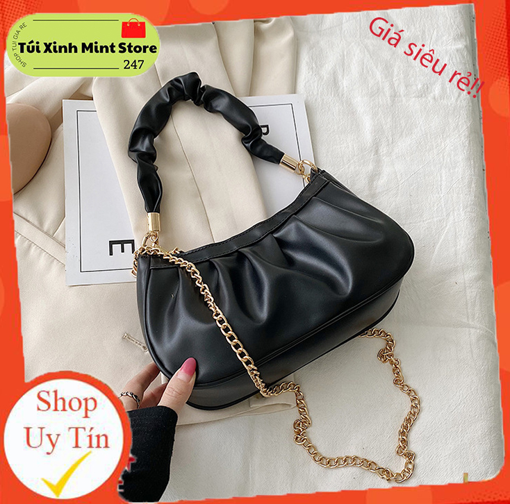 Túi xách nữ đẹp, túi đeo chéo đi chơi da chếp ly quai nhúm PK 235