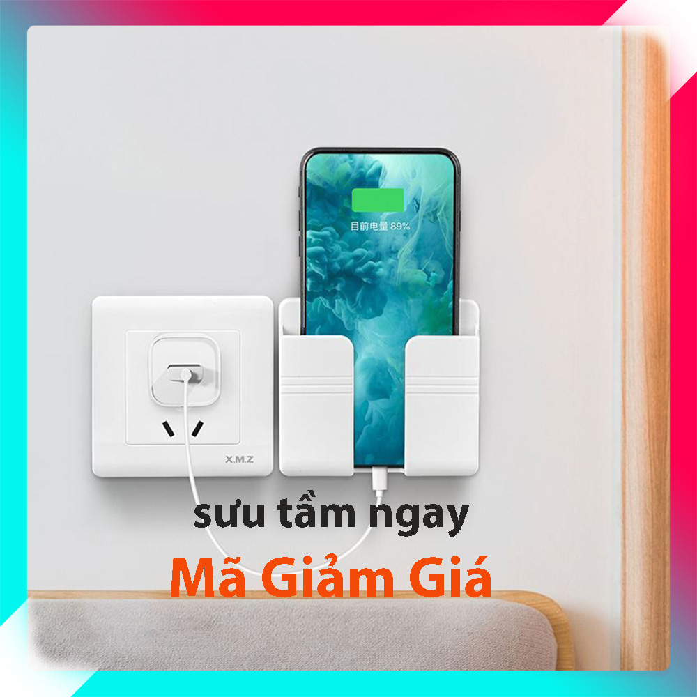 Giá đỡ kệ điện thoại dán tường bằng nhựa để sạc di động có tặng kèm miếng dán