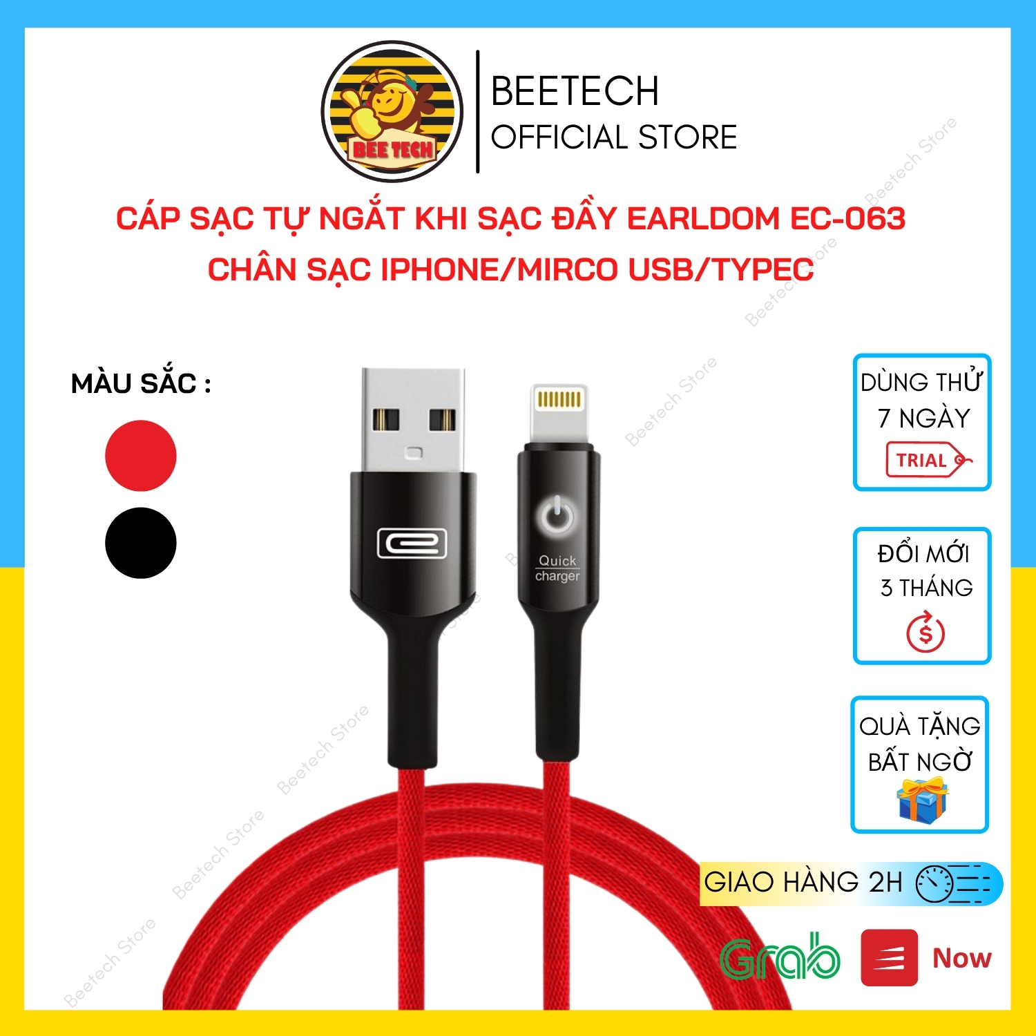 Cáp sạc tự ngắt Earldom EC 063 cho iPhone - Beetech