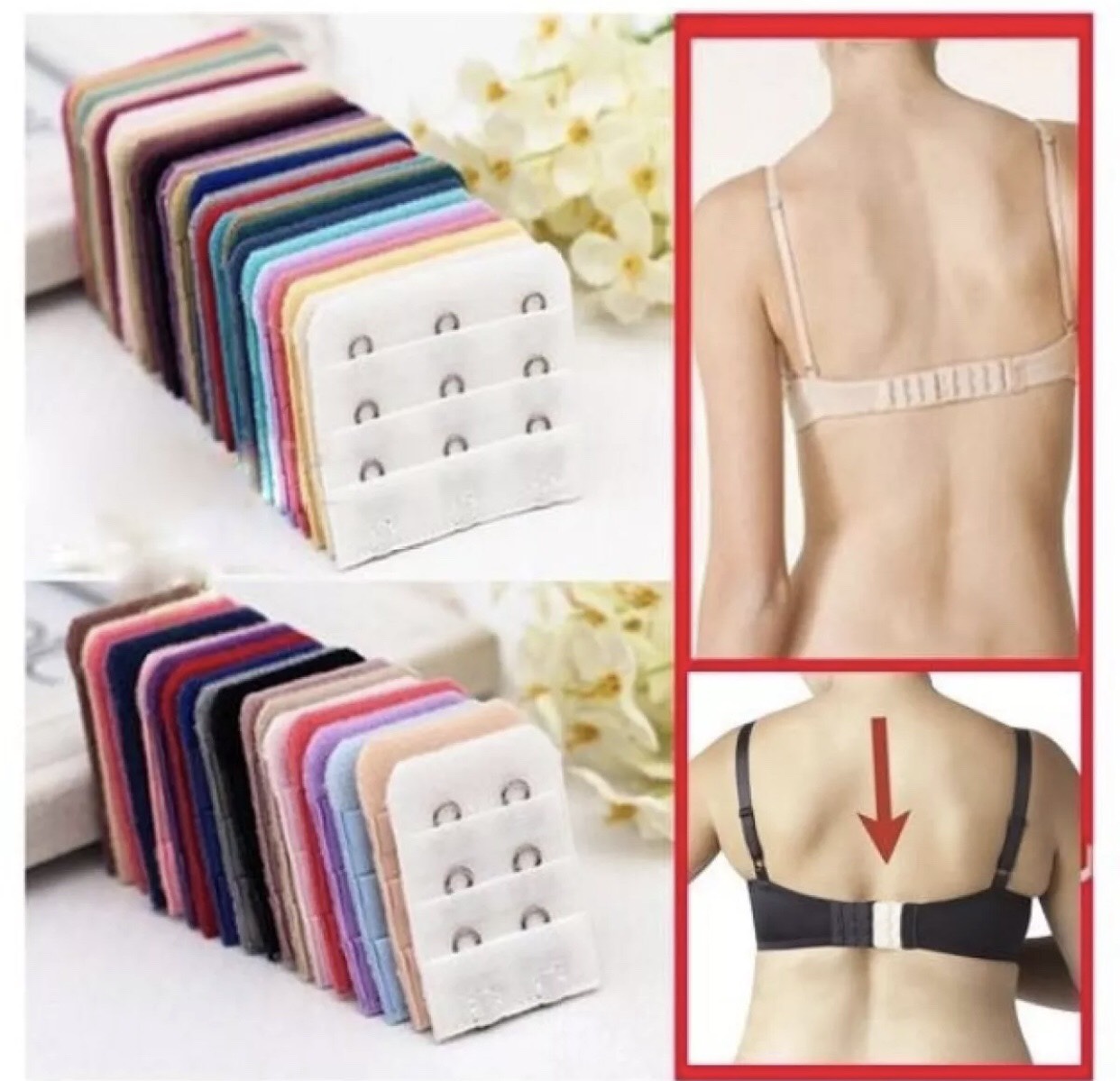 Dây nối áo ngực/miếng nới rộng dây áo ngực, móc nối 2-3 nhiều màu