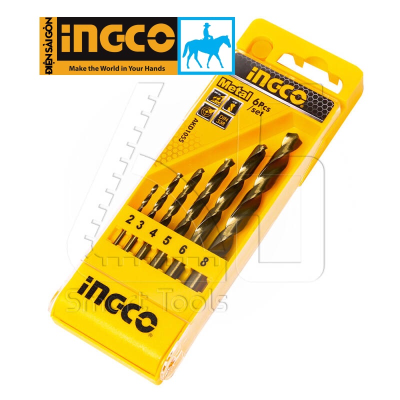 Bộ 6 mũi khoan sắt khoan kim loại 2mm tới 8mm ingco akd1055