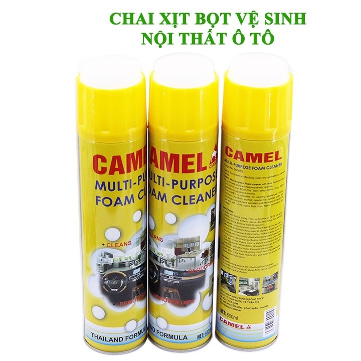 Dung dịch vệ sinh Nội thất - Chai xịt làm Sạch ghế da - Bình xịt Xóa vết bẩn xe hơi - Bọt tẩy rửa đa năng trên Ô tô - Hương chanh thơm mát - Công nghệ MỸ - Trừ khử vết bẩn tận gốc