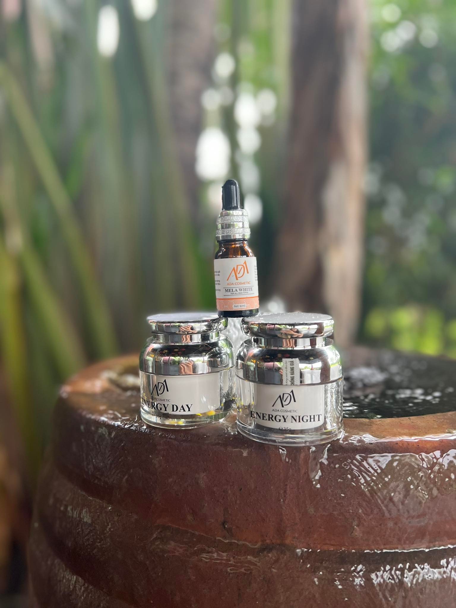 Bộ 3 dưỡng da serum căng bóng mờ thâm kem dưỡng ẩm trắng da ngày & đêm ada group