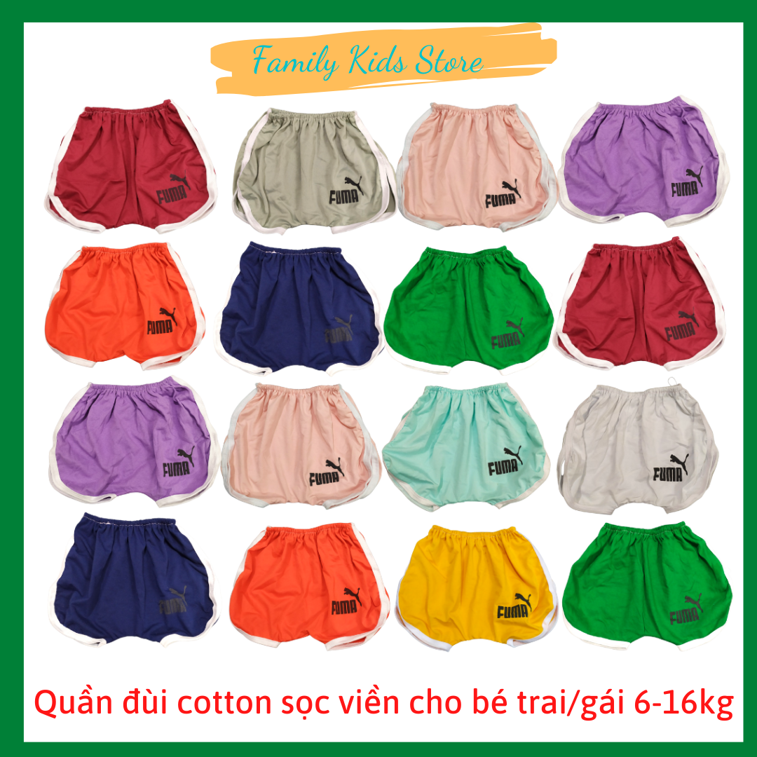 Quần đùi cotton phối viền khỏe khoắn cho bé trai bé gái