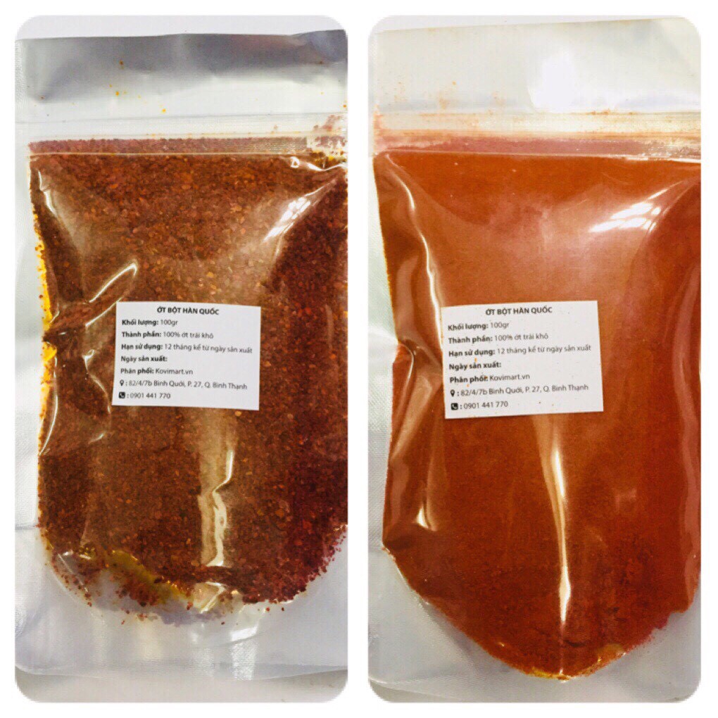 Ớt bột vảy và mịn Hàn Quốc gói 100g [combo 2 gói]