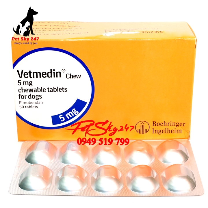 Vetmedin Chewable Tablets 5mg Được Sử Dụng Khi Bị Suy Tim Sung Huyết Ở Chó 1 Vĩ 10 Viên