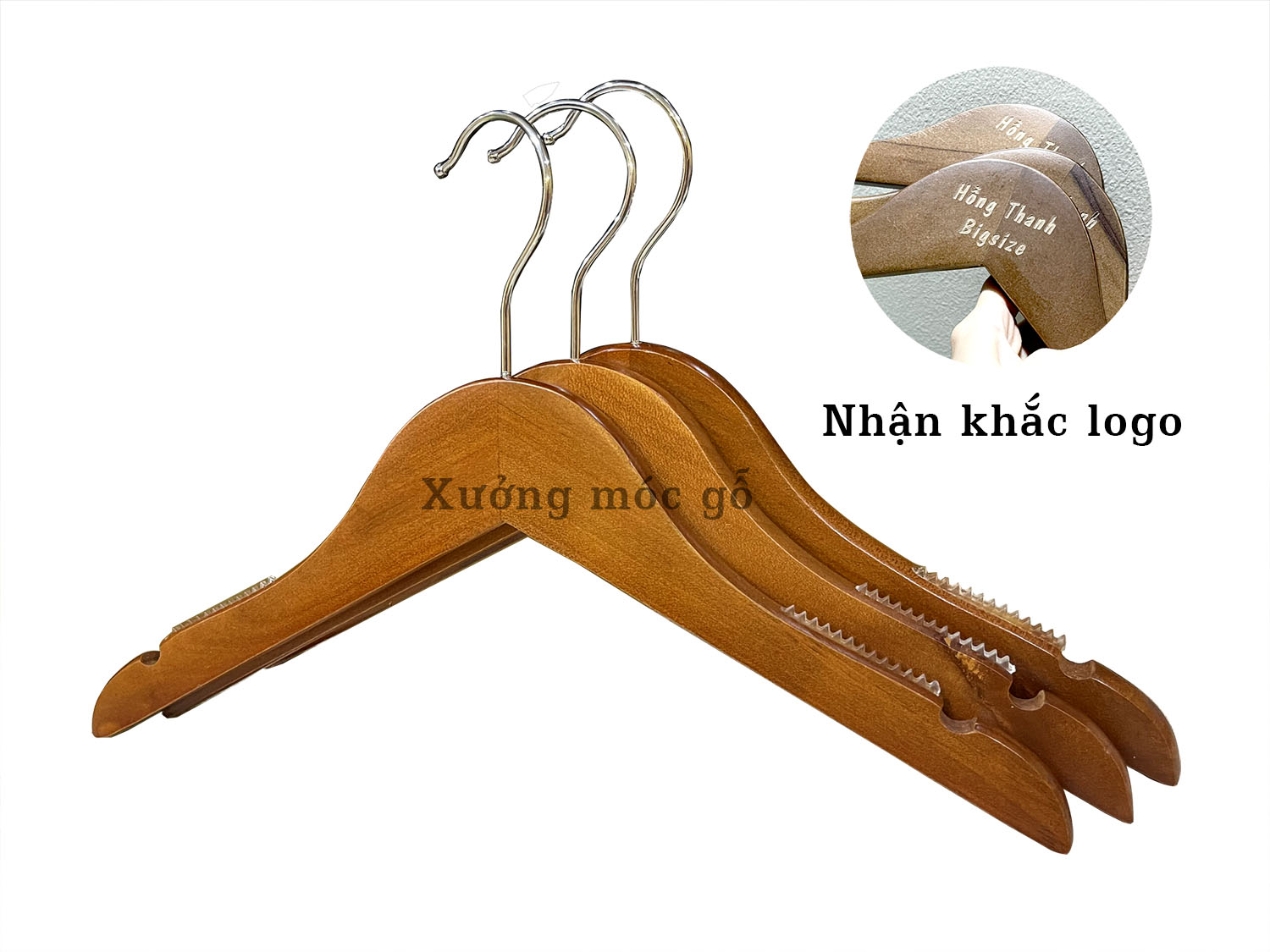 Móc gỗ treo quần áo trẻ em ktn nâu 32cm