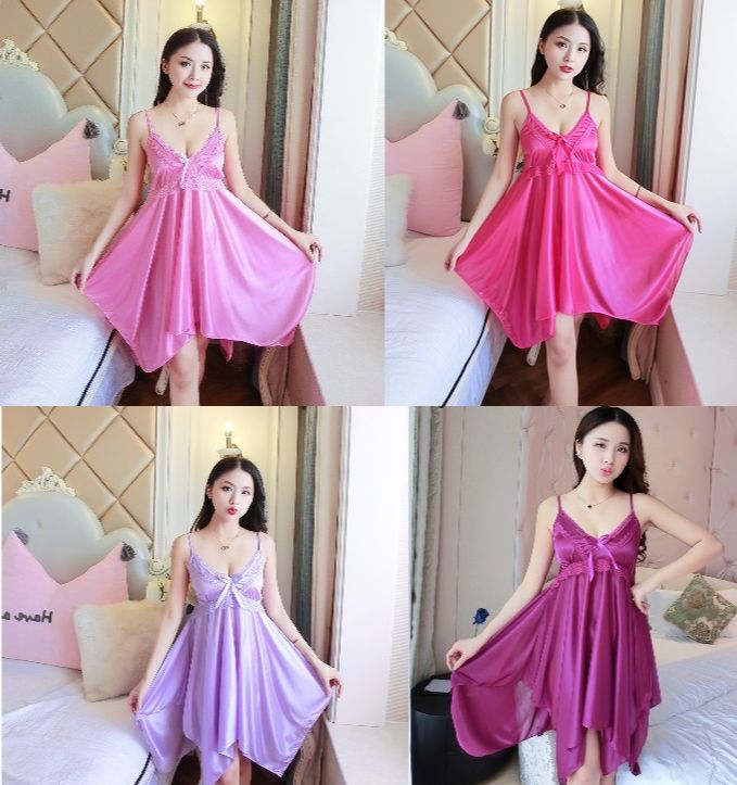 Váy ngủ 💖 đầm ngủ hai dây nơ trước siêu xinh n1318 💖 💖 💖