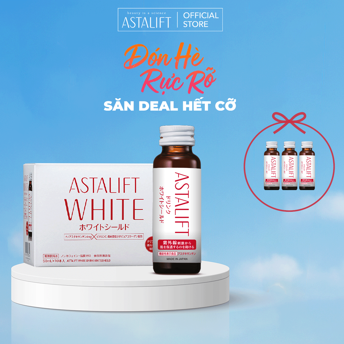 Nước Uống Collagen ASTALIFT Nhật Bản Drink White Shield 1000MG Collagen Cấp Ẩm Chai 50ml