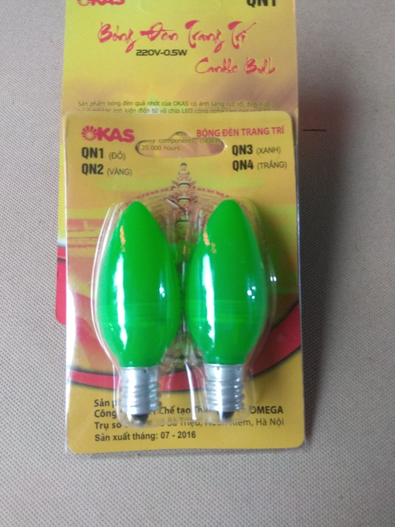 Bóng cà na led Okas dùng thờ cúng nhà tắm hoặc phòng ngủ cặp 2 bóng