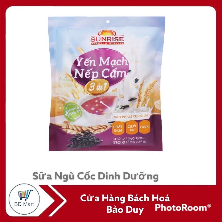 Yến mạch nếp cẩm 3 trong 1 Sunrise bịch 210g