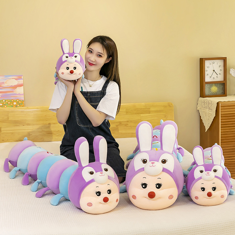 Gấu bông sâu thỏ tím dễ thương, sâu bông siêu to 120cm, thú bông sâu biến hình cute quà tặng dễ thương