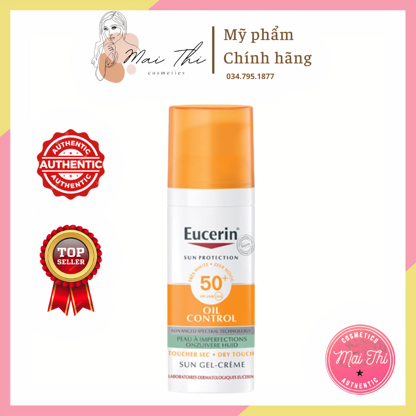 Kem chống nắng eucerin sun gel-creme / eicerin oil control da dầu mụn spf 50+ 50ml
