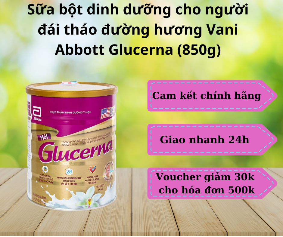 Sữa bột dinh dưỡng cho người đái tháo đường hương Vani Abbott Glucerna 850g