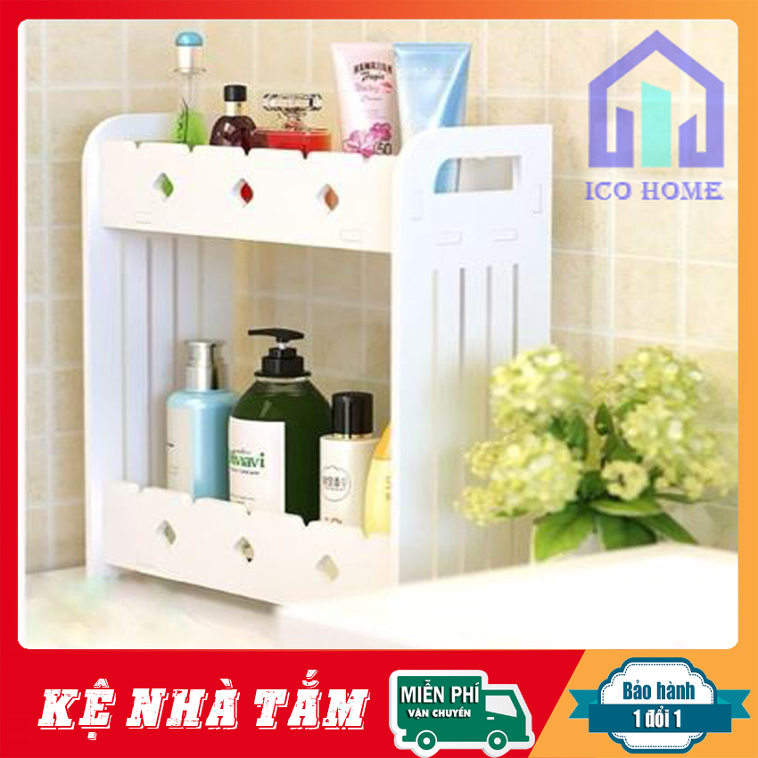 Kệ nhà tắm 2 tầng giá rẻ để đồ trong phòng tắm không thấm nước IHT-02 - Ico Home