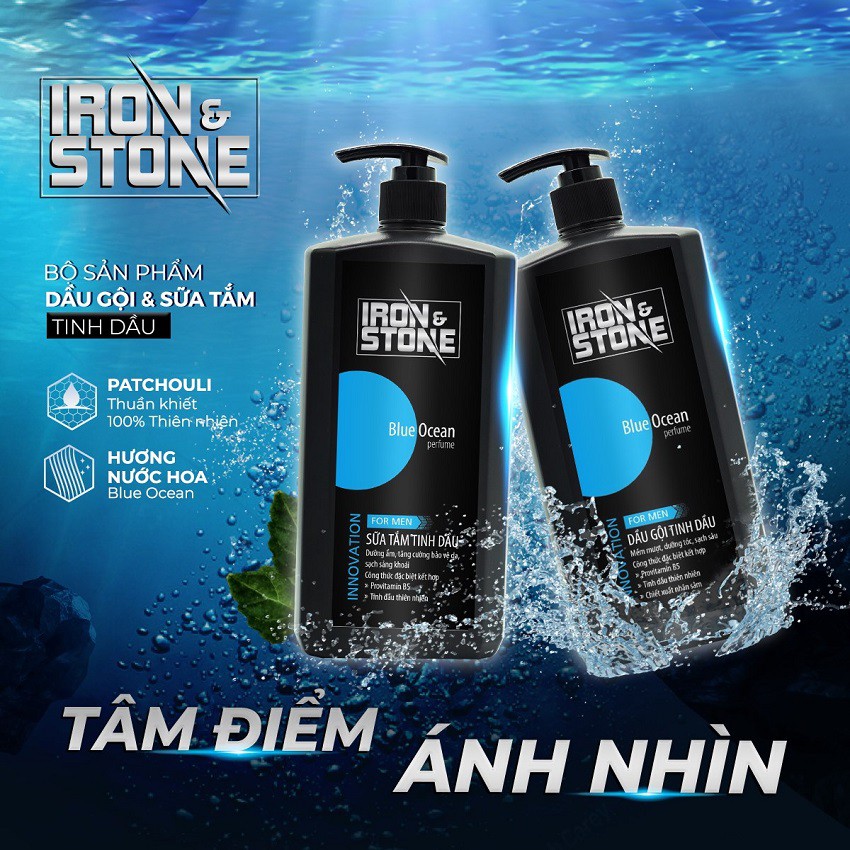 Sữa tắm/ Dầu gội tinh dầu IRON&STONE Innovation Hương Nước Hoa dành cho nam