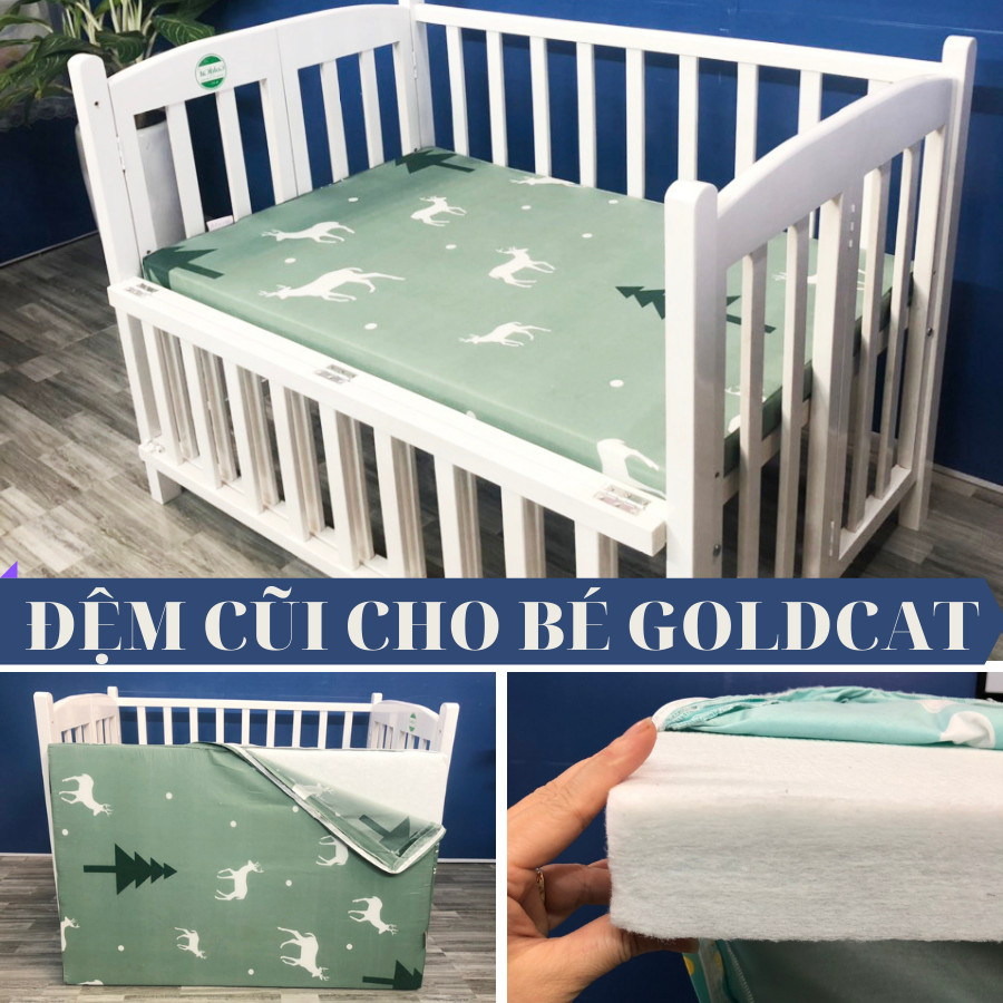 Đệm cũi cho bé goldcat dày 5cm kích thước 62x100 dành cho cũi 70x110 - tặng kèm ga vải bọc đệm