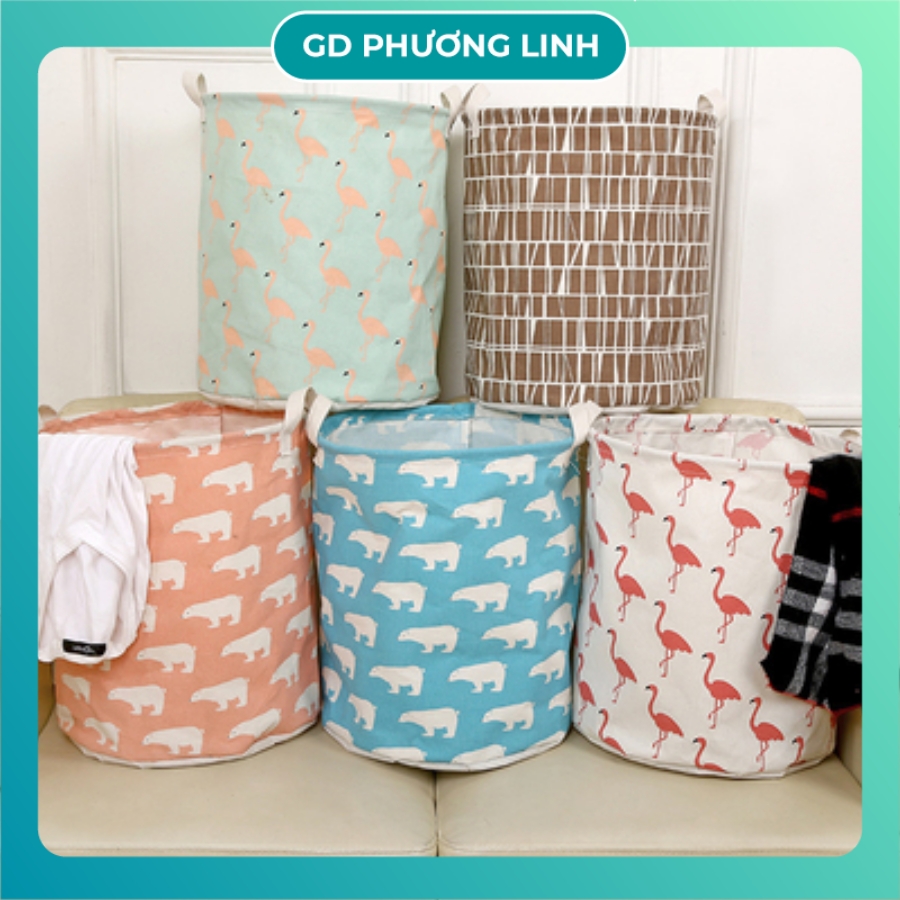 Giỏ vải đựng đồ đa năng gấp gọn chống thấm nước, sọt vải đựng quần áo, đồ chơi tiết kiệm diện tích