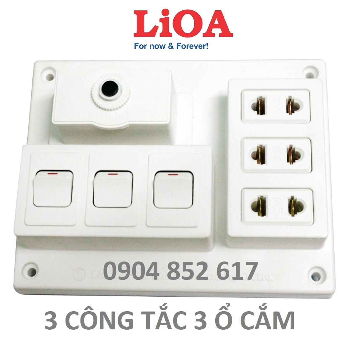 Bảng điện nổi lioa 15a có 3 ổ cắm + 2/3 công tắc