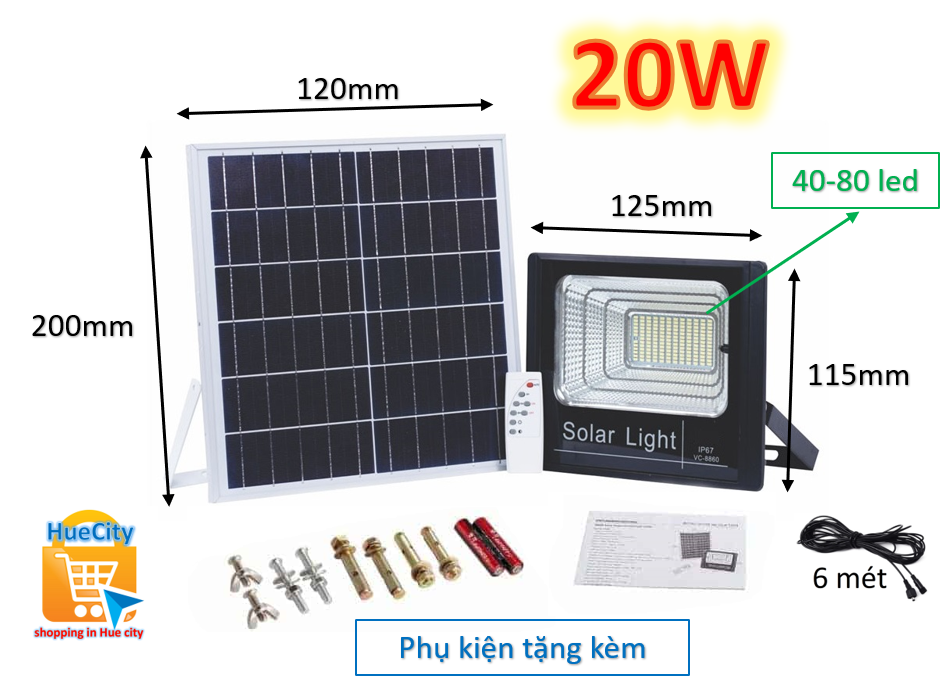 (Giá rẻ) Đèn led năng lượng mặt trời Solar Light 20W