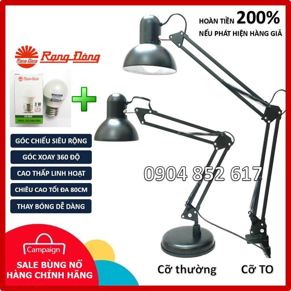 Đèn Học Kẹp Bàn Pixar, Tặng Bóng Led Rạng Đông