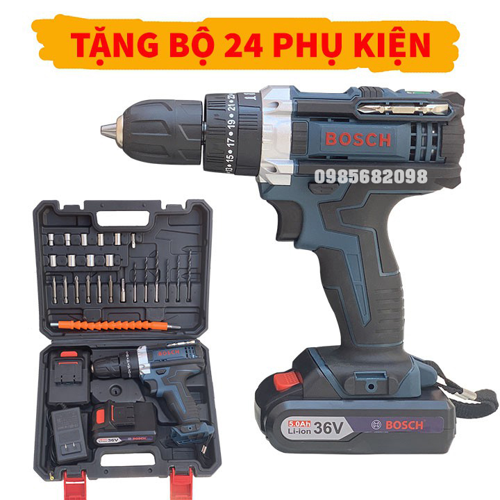 Máy khoan pin boss36v 2pin kèm phụ kiện