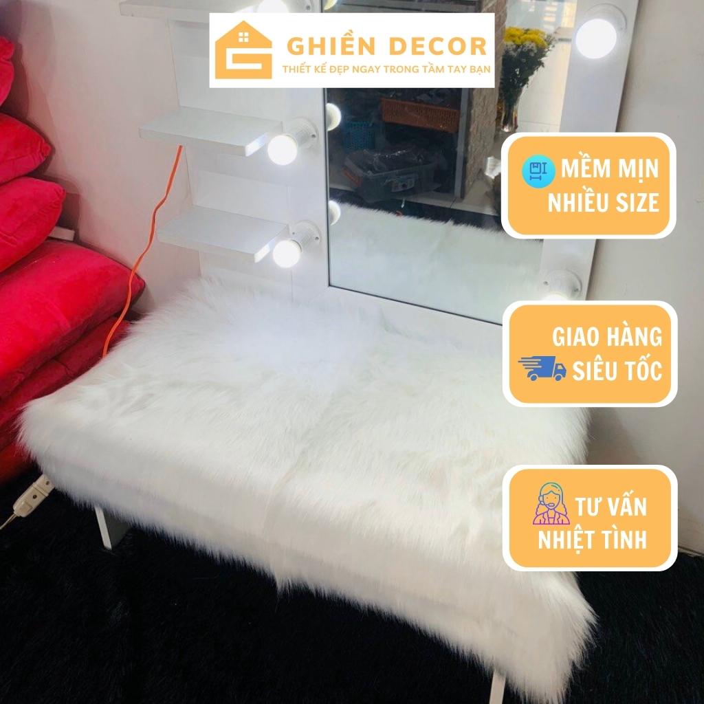Thảm Lông Trải Bàn Trang Điểm, Lông Dài Xinh Xắn, Thảm Trang Trí Kệ Tủ Phòng Ngủ Nhiều Màu - Ghiền Decor