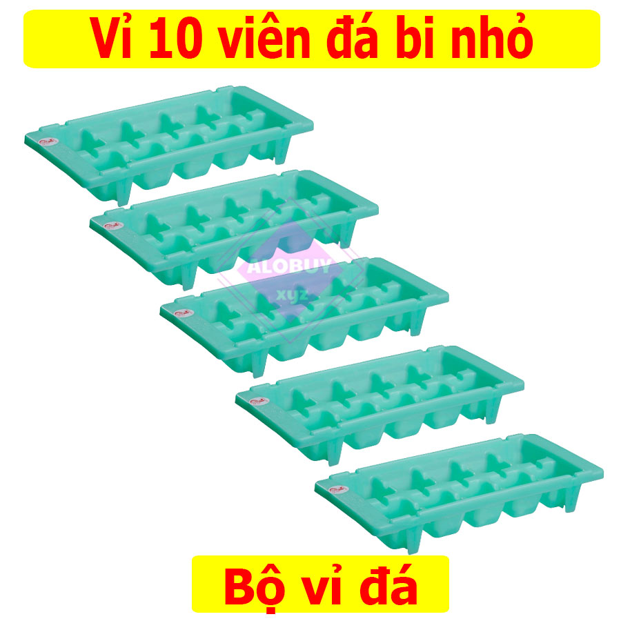 Combo 5 vỉ khay làm đá 10 viên đá bi nhỏ, vỉ đá nhựa chất liệu cao cấp, dễ dàng lấy đá- màu ngẫu nhiên- VIDA-101