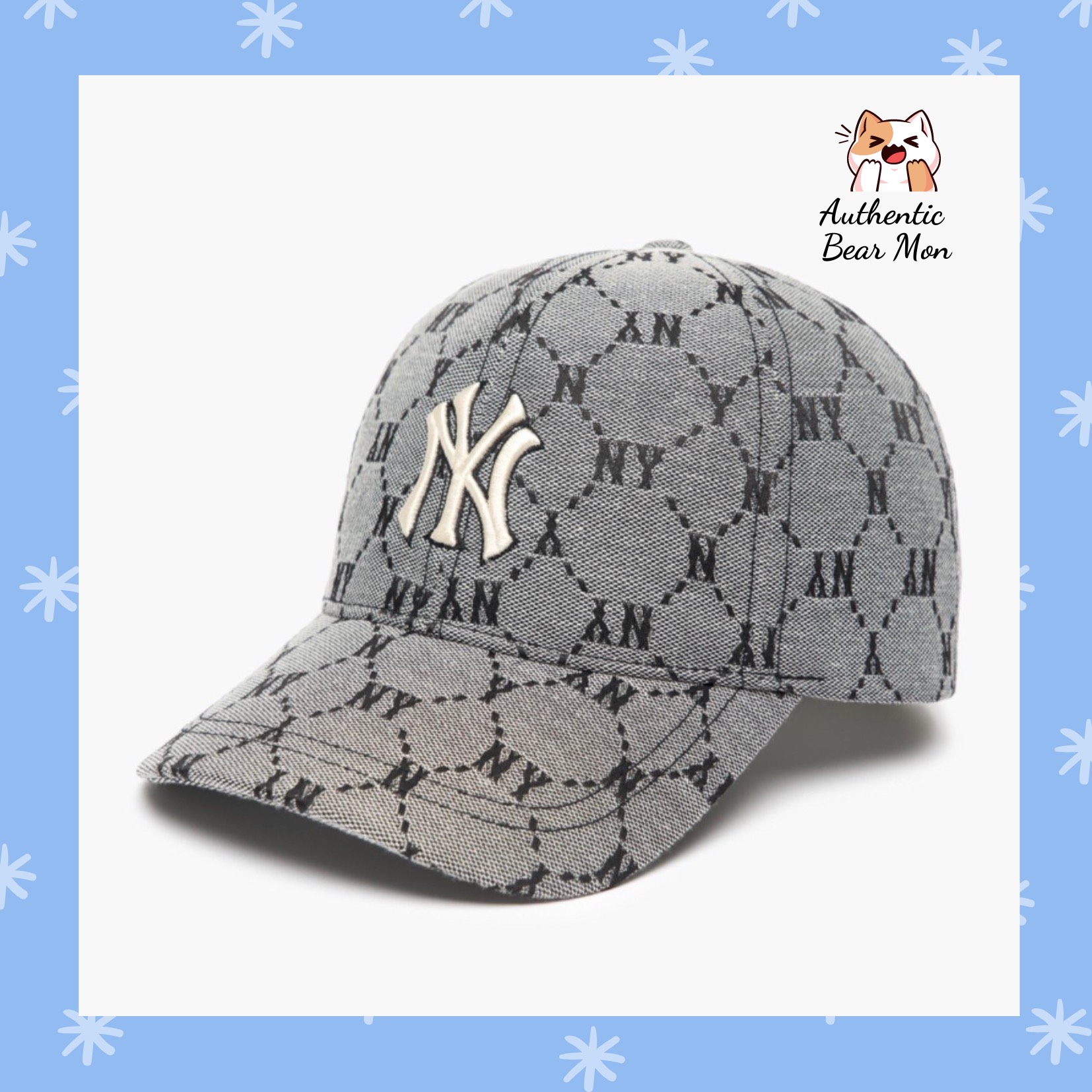 Mũ Lưỡi Trai MLB Monogram Diamond Jacquard Unstructured Ball Cap New York Yankees 3Acpm111N-50Grs Màu xám