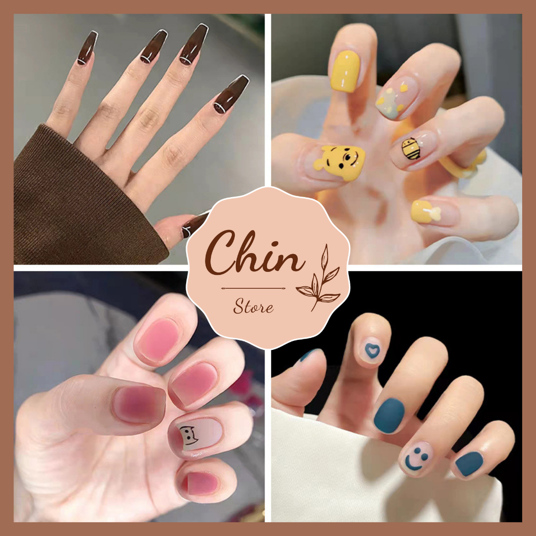 Móng tay giả Nail box kèm keo nhiều mẫu mã tùy chọn bộ 24 móng tay