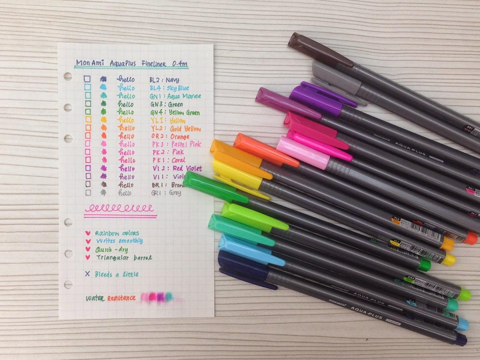 Bút lông kim MonAmi Aqua Plus Fineliner Quick Drying Ink 0.4mm