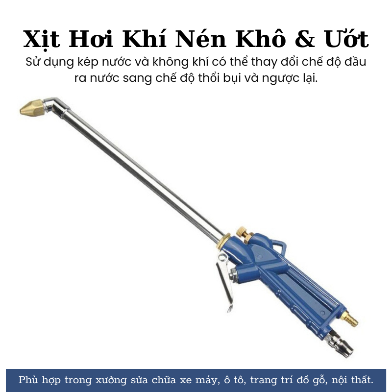 Xịt Hơi Khí Nén Khô & Ướt, Xịt Thổi Bụi, Xịt Rửa Động Cơ, Xịt Dầu, Phun Nhiên Liệu Kèm Ống Dẫn Nước 1M