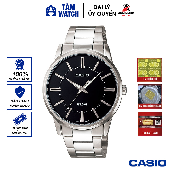 Đồng hồ nam dây kim loại casio standard chính hãng anh khuê mtp-1303d-1avdf