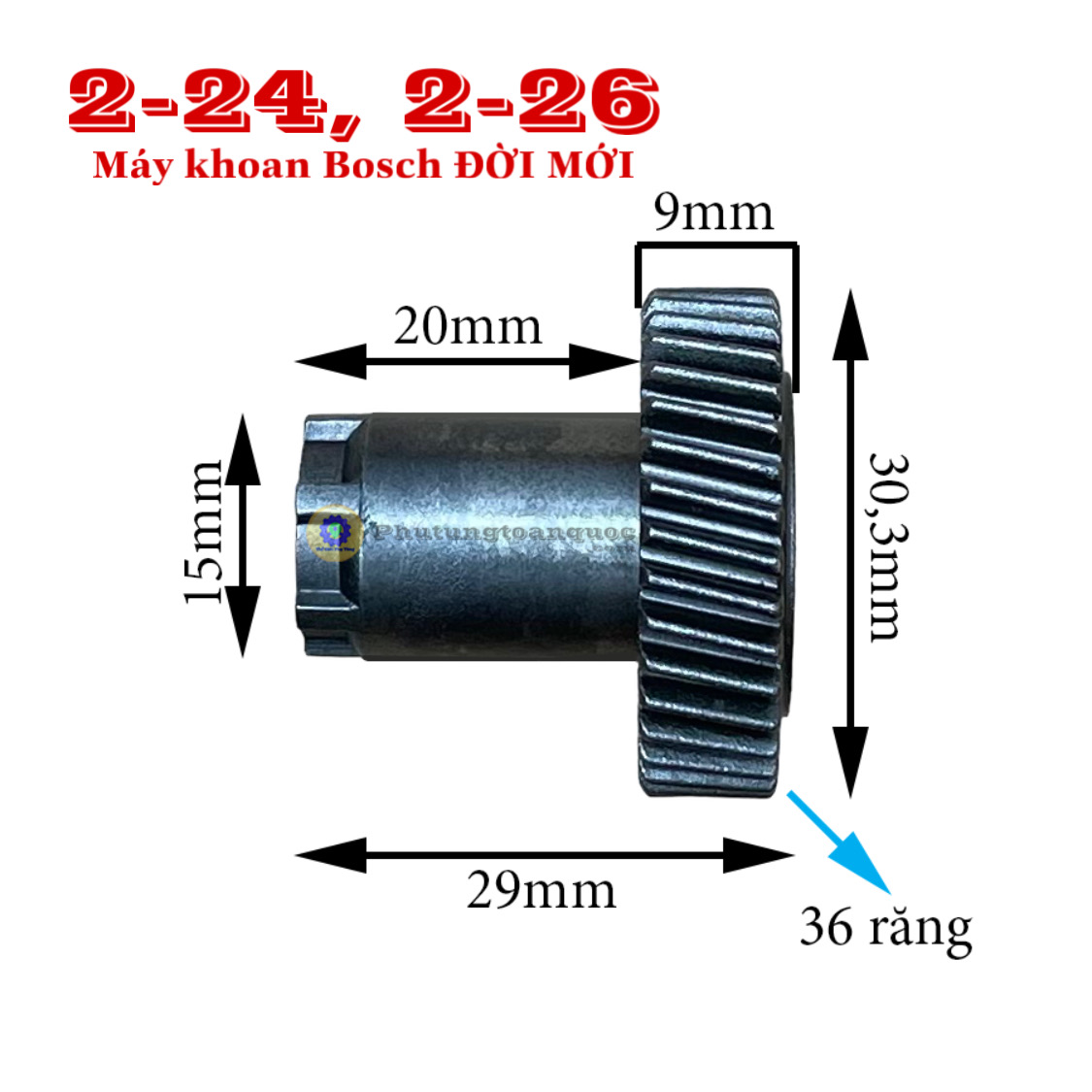 Nòng ngắn máy khoan bosch 2-26dre 2-26 - nòng ngắn dài tổng 63mm cho máy khoan bosch 2-26