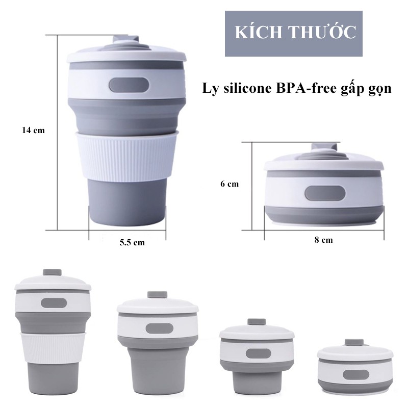 [SALE 30/4] Ly SILICON chịu nhiệt nóng/lạnh, gấp gọn tiện dụng